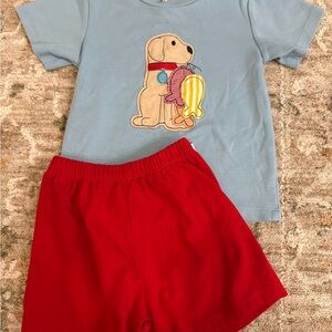Kids Blue and Red Dog Print Matching Set